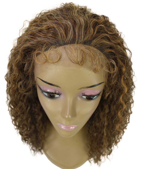 Deja Auburn Brown Blend Wavy Kinky Lace Wig