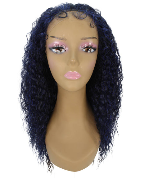 Deja blue and Black Blend Wavy Kinky Lace Wig