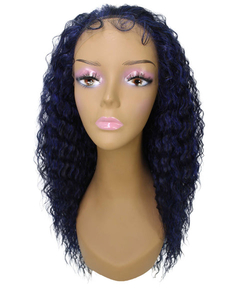 Deja blue and Black Blend Wavy Kinky Lace Wig