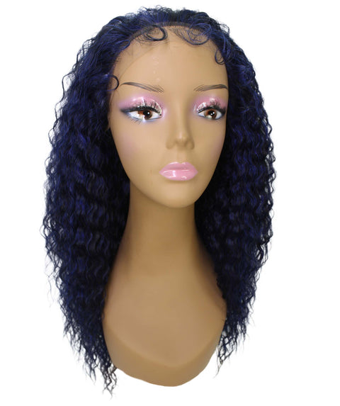 Deja blue and Black Blend Wavy Kinky Lace Wig