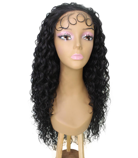 Asia Black Long Curls Lace Wig