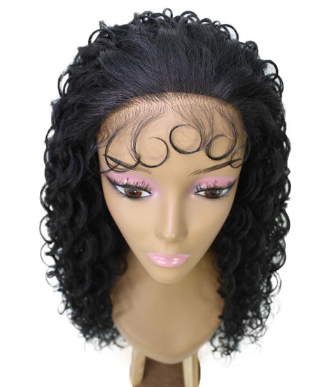 Asia Black Long Curls Lace Wig