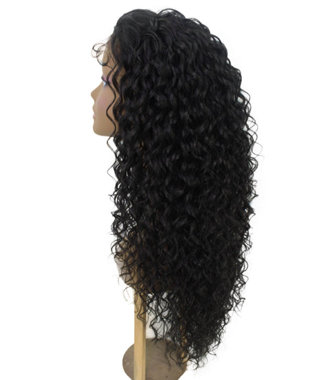 Asia Natural Black Long Curls Lace Wig