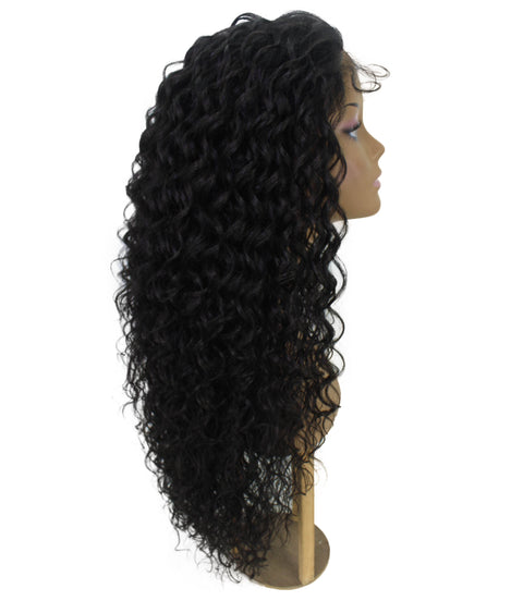 Asia Natural Black Long Curls Lace Wig