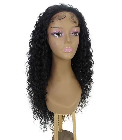 Asia Natural Black Long Curls Lace Wig