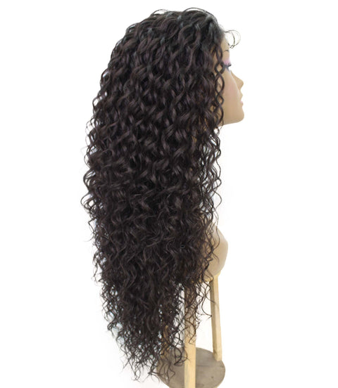 Asia Dark Brown Long Curls Lace Wig