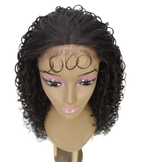 Asia Dark Brown Long Curls Lace Wig