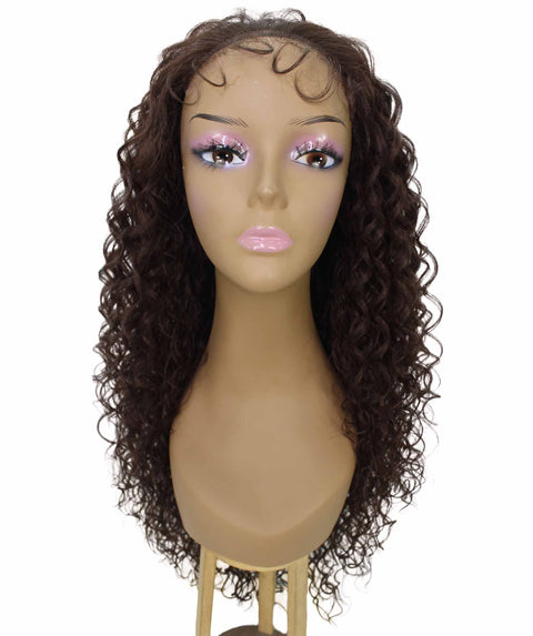Asia Medium Brown Long Curls Lace Wig