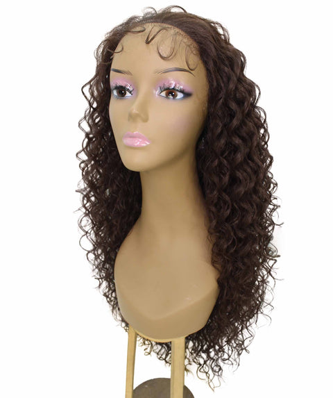 Asia Medium Brown Long Curls Lace Wig