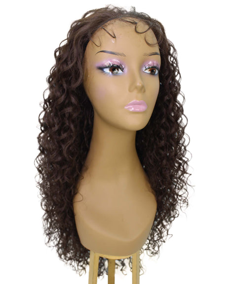Asia Medium Brown Long Curls Lace Wig