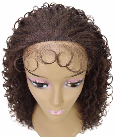 Asia Medium Brown Long Curls Lace Wig