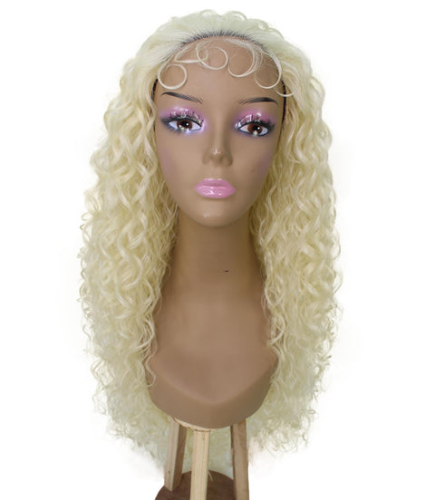 Asia Light Blonde Long Curls Lace Wig