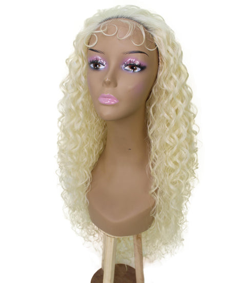 Asia Light Blonde Long Curls Lace Wig