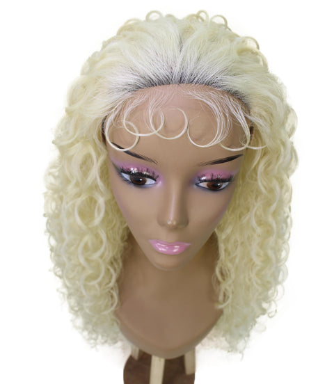 Asia Light Blonde Long Curls Lace Wig