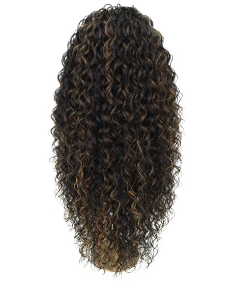 Asia Black with Golden Long Curls Lace Wig