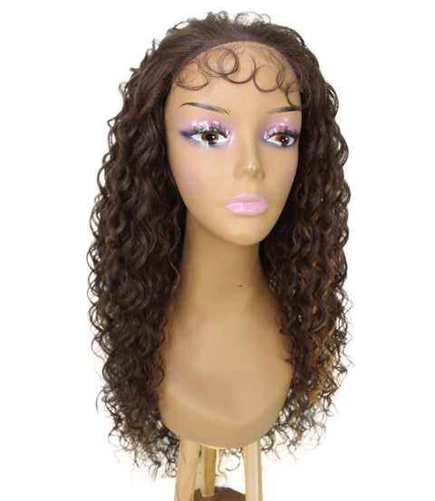 Asia Brown with Golden Long Curls Lace Wig