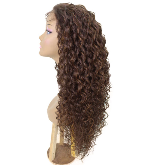 Asia Brown with Caramel Long Curls Lace Wig