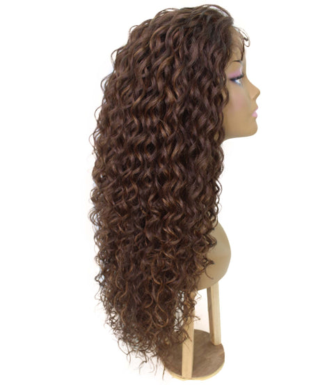 Asia Brown with Caramel Long Curls Lace Wig