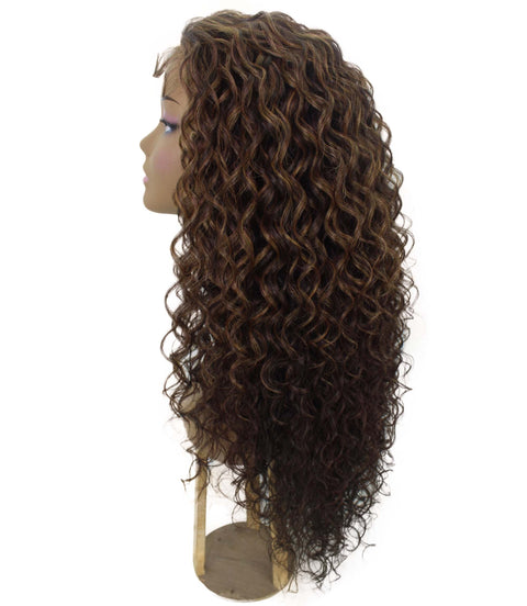 Asia Caramel Brown Blend Long Curls Lace Wig