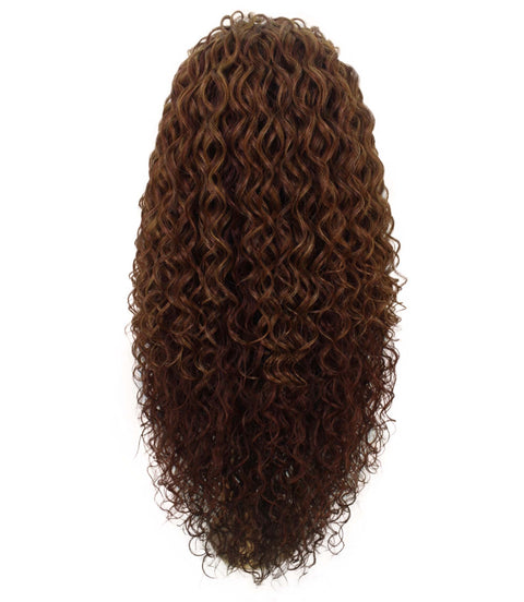 Asia Copper Auburn Blend Long Curls Lace Wig