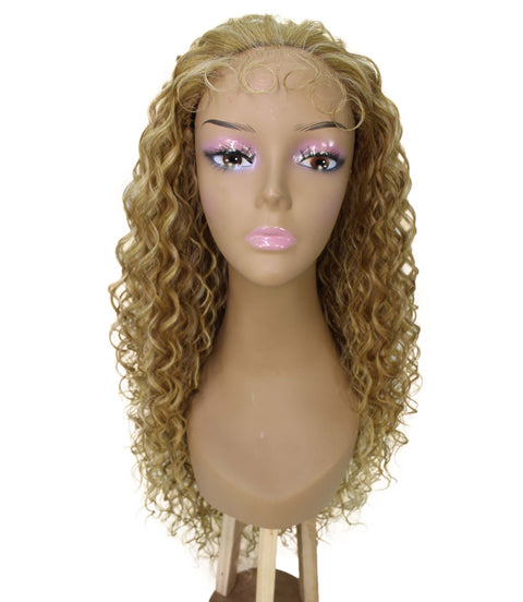 Asia Blonde Blend Long Curls Lace Wig