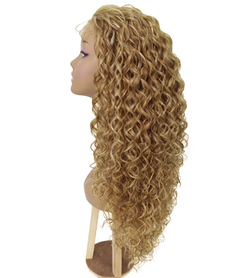 Asia Blonde Blend Long Curls Lace Wig