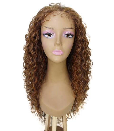 Asia Light Brown Blend Long Curls Lace Wig