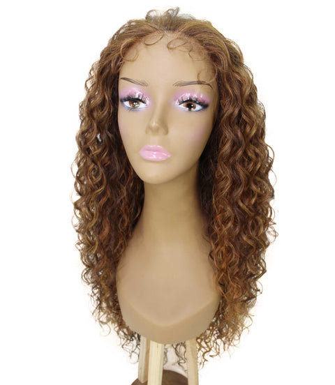 Asia Light Brown Blend Long Curls Lace Wig
