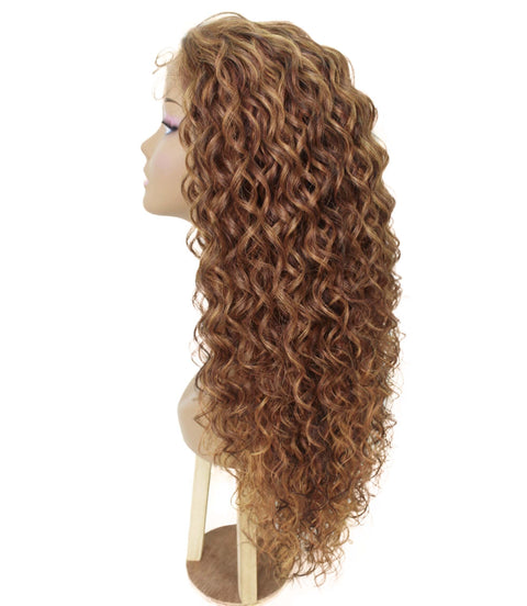 Asia Light Brown Blend Long Curls Lace Wig