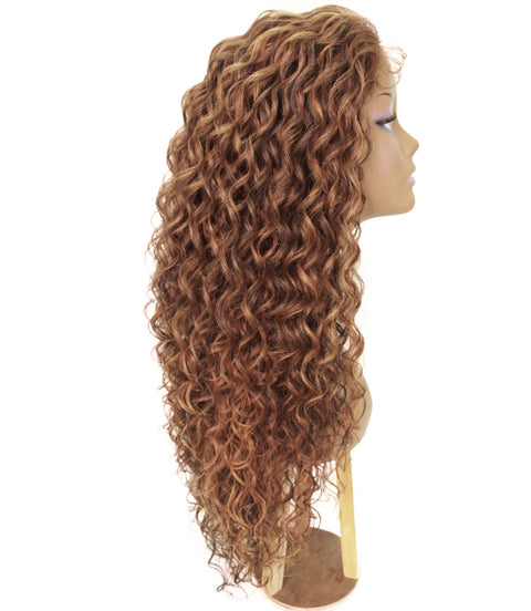 Asia Light Brown Blend Long Curls Lace Wig