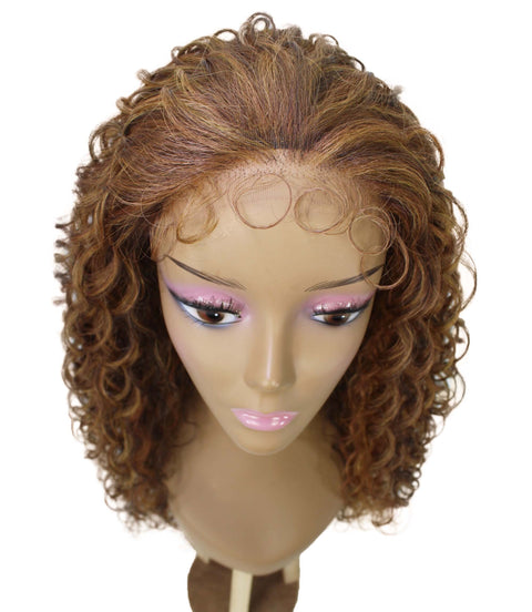 Asia Light Brown Blend Long Curls Lace Wig