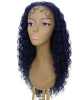 Asia Black with Dark Blue Long Curls Lace Wig