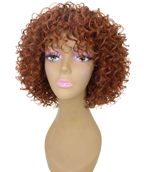 Gabrielle Brown with Copper Red Curly Afro Full Wig