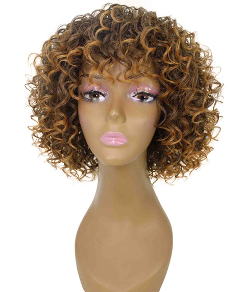 Gabrielle Dark Brown with Golden Curly Afro Full Wig