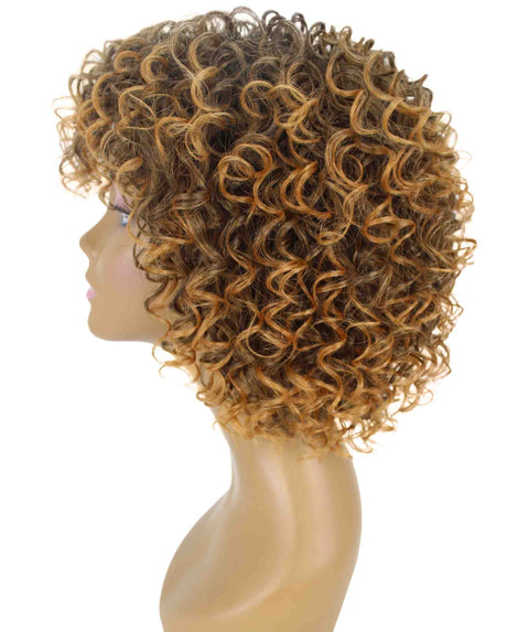 Gabrielle Dark Brown with Golden Curly Afro Full Wig