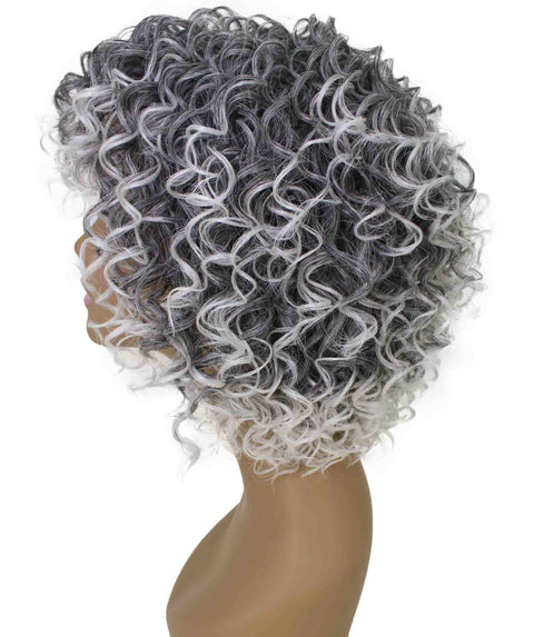 Gabrielle Gray with White Curly Afro Full Wig