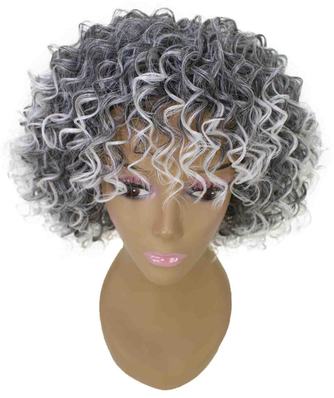 Gabrielle Gray with White Curly Afro Full Wig