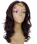 Kiara Deep Red and Black Blend Middle parted Wavy Lace Wig