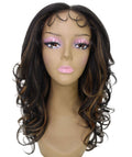 Kiara Black with Golden Middle parted Wavy Lace Wig