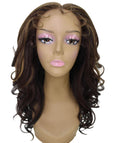 Kiara Caramel Brown Blend Middle parted Wavy Lace Wig