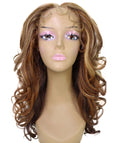Kiara Auburn Brown Blend Middle parted Wavy Lace Wig