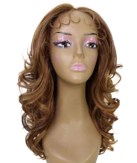 Kiara Light Brown Blend Middle parted Wavy Lace Wig