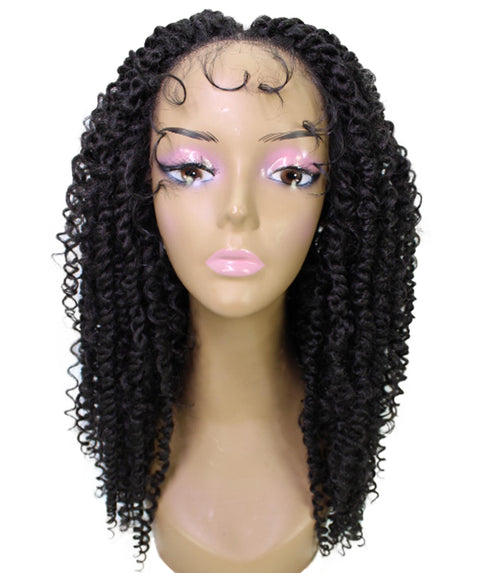 Tierra  Natural Black Twisted Braids Lace Wig
