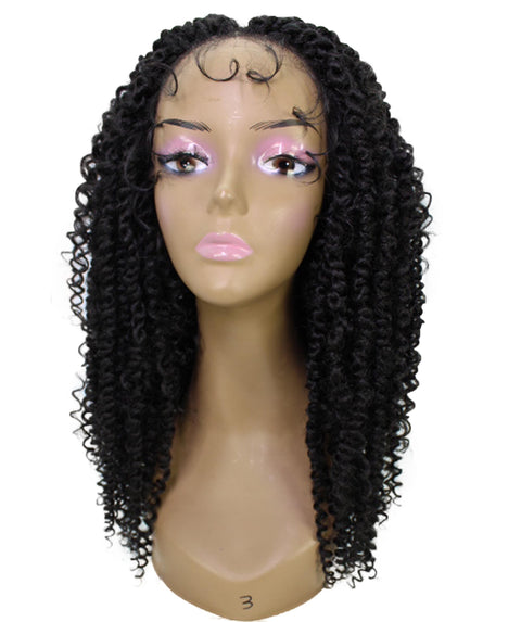 Tierra  Natural Black Twisted Braids Lace Wig