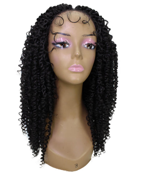 Tierra  Natural Black Twisted Braids Lace Wig