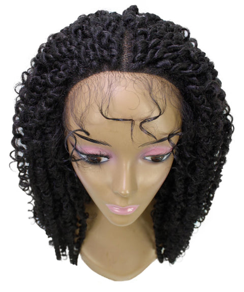 Tierra  Natural Black Twisted Braids Lace Wig