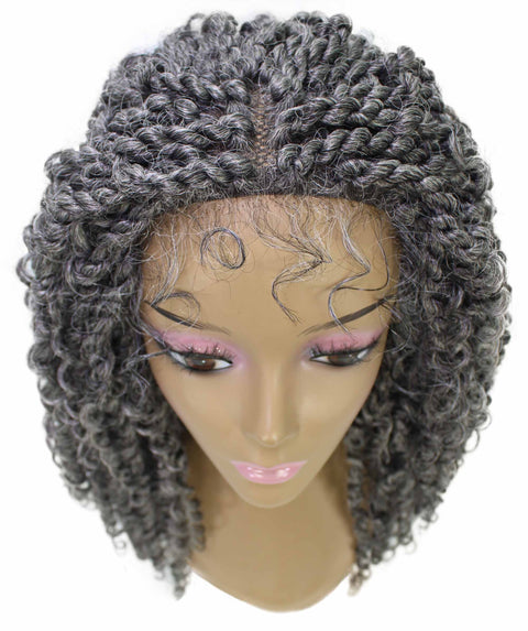 Tierra Charcoal Grey Twisted Braids Lace Wig