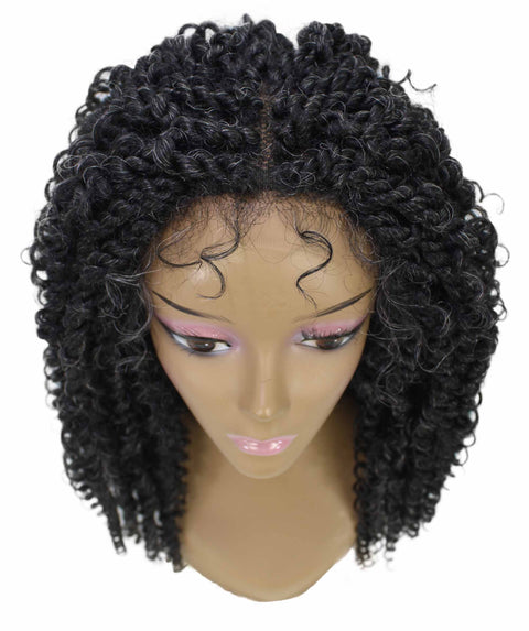 Tierra  Salt and Pepper Grey Twisted Braids Lace Wig