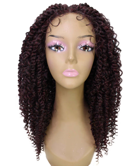 Tierra Deep Red and Black Blend Twisted Braids Lace Wig