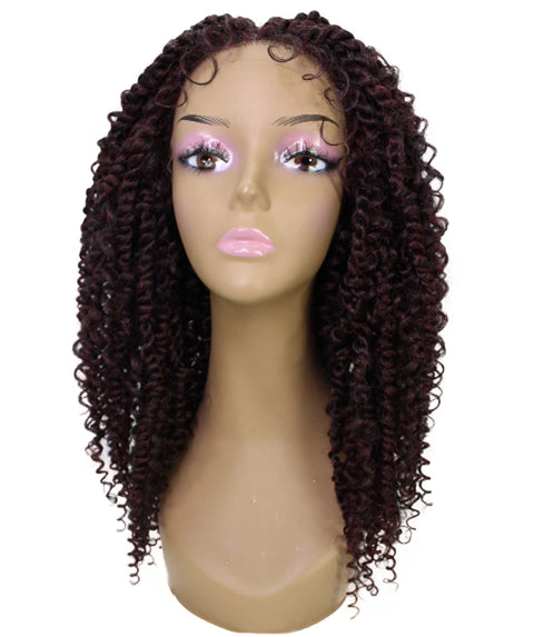 Tierra Deep Red and Black Blend Twisted Braids Lace Wig